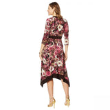 Nina Leonard Women's Printed Miracle Matte Jersey Faux Wrap Dress
