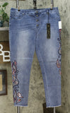 DG2 by Diane Gilman Women's Tall Embroidered Pull On Faux Button Fly Jeans