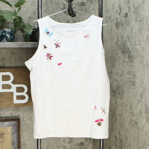 Lemon Way Women's Perfect Pima Butterfly Tank Top White Plus 1X