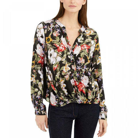 INC International Concepts Women's Twisted Floral Print Blouse