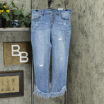 INC International Concepts Women's Fringe Hem Button Front Jeans