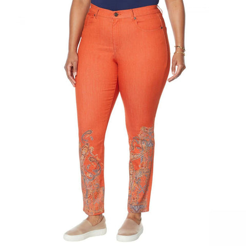 DG2 by Diane Gilman Women's Plus Size Classic Stretch Artwork Printed Jeans
