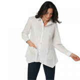 LOGO by Lori Goldstein Women's Poplin Button-Front Blouse