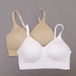 Rhonda Shear 2 Pack Mesh Back Detail Molded Cup Bras White/ Nude Plus 1X