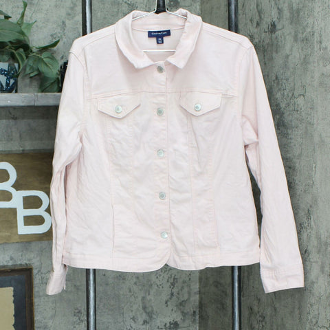 Charter Club Women's Petite Denim Jacket Misty Pink PXL
