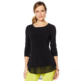 Nina Leonard Women's High Low Tunic Top Black Medium