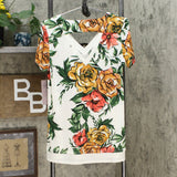 Nina Leonard Women's Floral Miracle Matte Tunic Top With Solid Trim