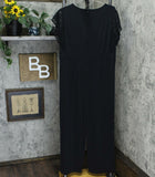 H by Halston Women's Petite Jet Set Jersey Wide Leg Jumpsuit with Lace Sleeves