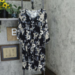 Susan Graver Plus Size Floral Liquid Knit 3/4-Sleeve Shift Dress