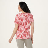 Denim & Co. Active Plus Size Printed French Terry Round Neck Knit Top