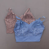 Rhonda Shear 2 Pack Lace Leisure Bras With Removable Pads Mocha/ Blue Small