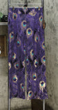 IMAN Women's Petite Global Chic Luxury Resort Peacock Print Palazzo Pants