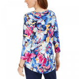 JM Collection Women's Flowy Floral 3/4-Sleeve T-Shirt