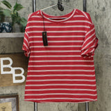 DG2 by Diane Gilman Women's Striped Ruffle Sleeve T-Shirt