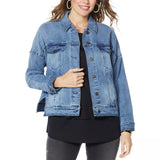 DG2 by Diane Gilman Women's Fringed Star Denim Jean Jacket