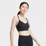 All In Motion Women's Low Support Strappy Long Line Bra Black Medium
