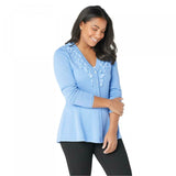 Isaac Mizrahi Live! Women's Embellished V-Neck Button Front Cardigan