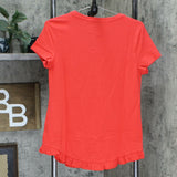 Isaac Mizrahi Live! Women's Scoop Neck Curved Ruffle Hem Knit Top Red XS