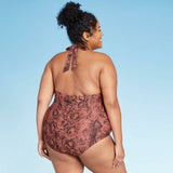 Kona Sol Women's Plus Size Keyhole Halter One Piece Swimsuit