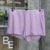 Stars Above Women's Textured Knit Pajama Lounge Shorts ZG5M7 Purple XL
