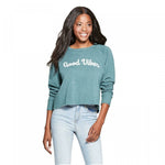 Grayson/Threads Women's Good Vibes Cropped Graphic Sweatshirt