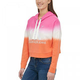 Calvin Klein Women's Dip Dye French Terry Cropped Hoodie Sweatshirt