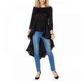 DG2 by Diane Gilman Women's Mixed Media Hi Low Drama Shirt