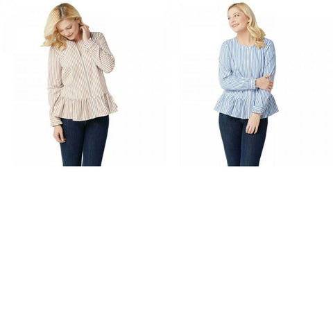 Denim & Co. Women's Yarn Dyed Striped Peplum Jacket