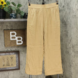 DG2 by Diane Gilman Women's Stretch Linen Blend Crop Pants Khaki Medium