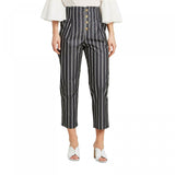 Who What Wear Women's Striped High Rise Cropped Straight Trousers