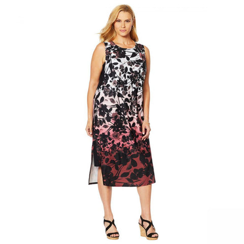 DG2 by Diane Gilman Women's Plus Size Tank Dress With Side Slits