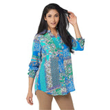 Joan Rivers Classics Collection Women's Patchwork Print Textured Blouse