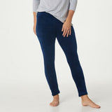 Cuddl Duds Women's Double Plush Velour Leggings Nocturne Navy Small