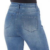 DG2 by Diane Gilman Women's Embroidered Pull-On Exposed Buttons Jeans