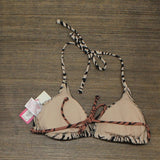 Xhilaration Juniors' Ribbed Triangle Bikini Top Brown Animal Print S