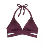 Kona Sol Women's Faux Wrap Halter Bikini Top Burgundy XL