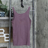 A New Day Women's Button Placket Rib Knit Tank Top Purple XS