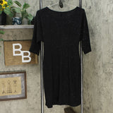 Robbie Bee Women's Glitter Faux Wrap Dress Black Petite Small