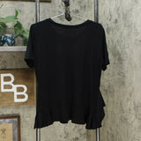 DG2 by Diane Gilman Women's Asymmetric Ruffle Hem Top Black Small