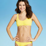 Xhilaration Women's Textured Cinch Front Bralette Bikini Top
