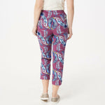 Women with Control Women's Pull-On Printed Crop Pants Leaf Small