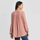 Knox Rose Women's Long Sleeve V-Neck Blouse
