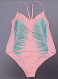 Xhilaration Women's Plus Size Palm Print Scoop Back One Piece Swimsuit Pink 22W