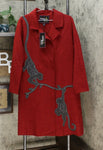 Rara Avis By Iris Apfel Women's Wool Blend Animal Embroidered Coat