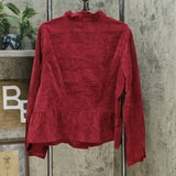 LaBellum by Hillary Scott Women's Plus Size Peplum Corduroy Jacket With Trim
