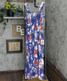 Isabel Maternity Womens Ruffle Trim Fit & Flare Midi Dress Blue Floral L