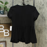 DG2 by Diane Gilman Women's Petal Sleeve Peplum Shirt Black XS