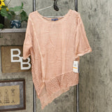 Democracy Women's Mineral Wash Top With Crochet Detail