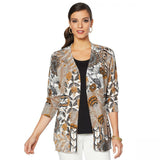 Lemon Way Women's 3/4-Sleeve Printed Cardigan
