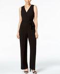 NY Collection Petite Surplice Belted Wide Leg Jumpsuit